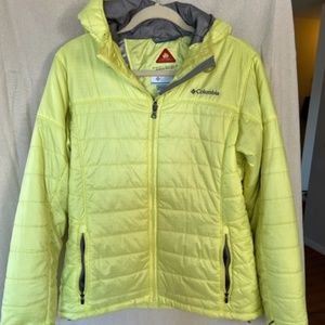 Columbia bright green winter running jacket